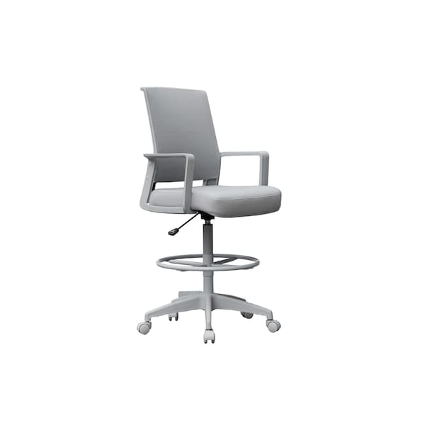 Boss Office Products Deluxe Drafting Chair, Gray Frame, Gray Mesh and Fabric B16376GY-GY - main
